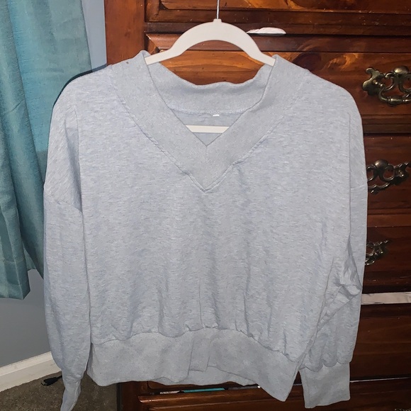 Gray V-Neck Sweatshirt - Picture 1 of 5